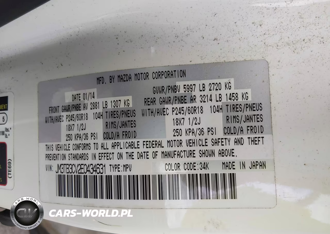 2014 Mazda Cx-9 Touring VIN:JM3TB3CV2E0434631 - 9