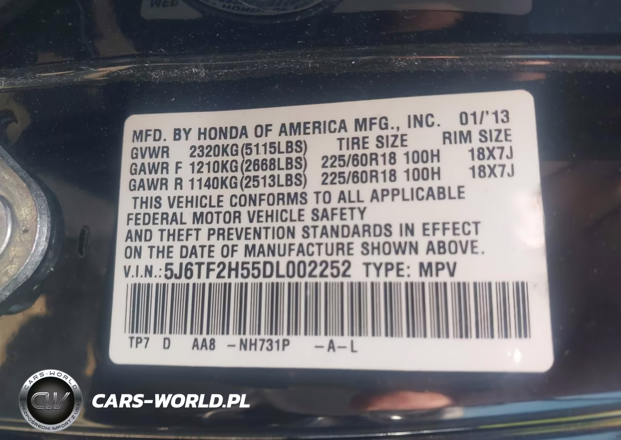 2013 Honda Crosstour Ex-L V6 VIN:5J6TF2H55DL002252 - 9