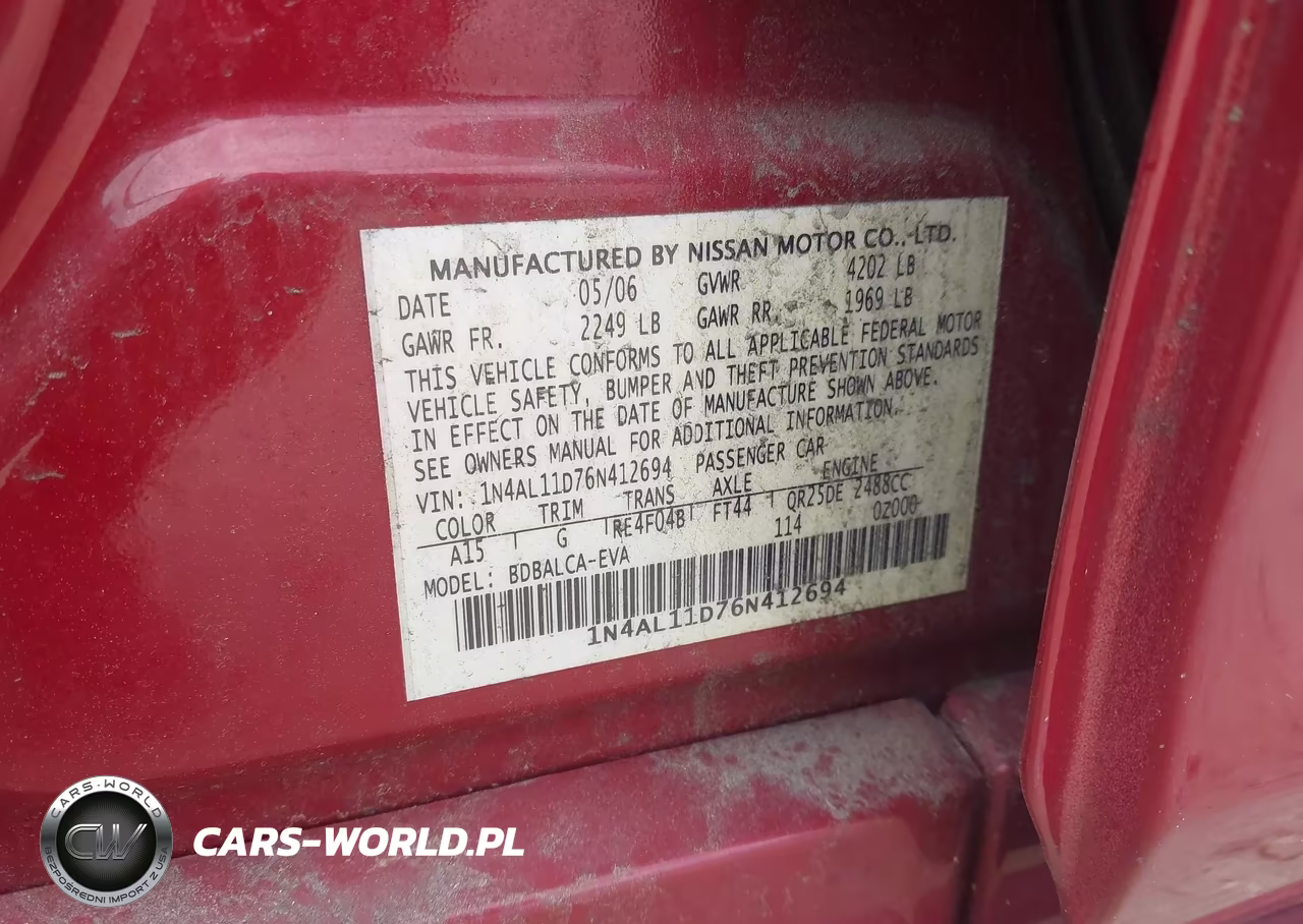 2006 Nissan Altima 2.5 S VIN:1N4AL11D76N412694 - 9