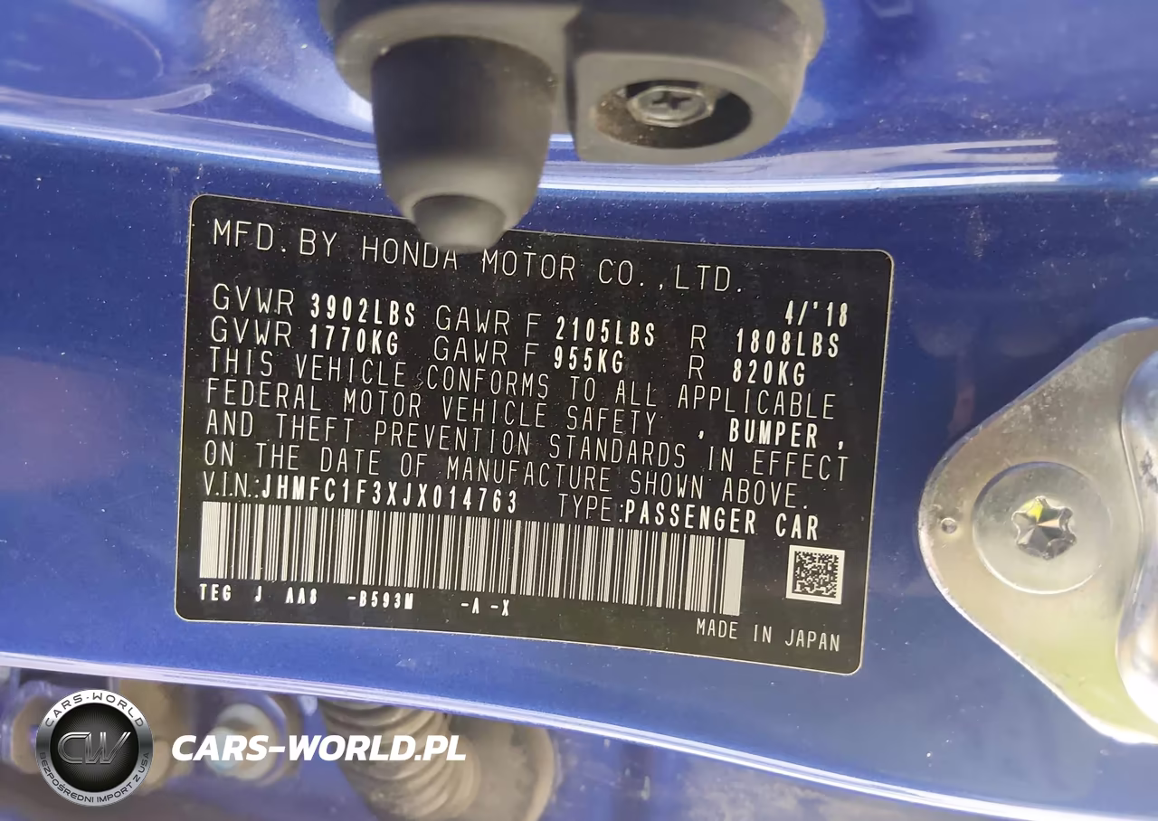 2018 Honda Civic Ex-T VIN:JHMFC1F3XJX014763 - 9