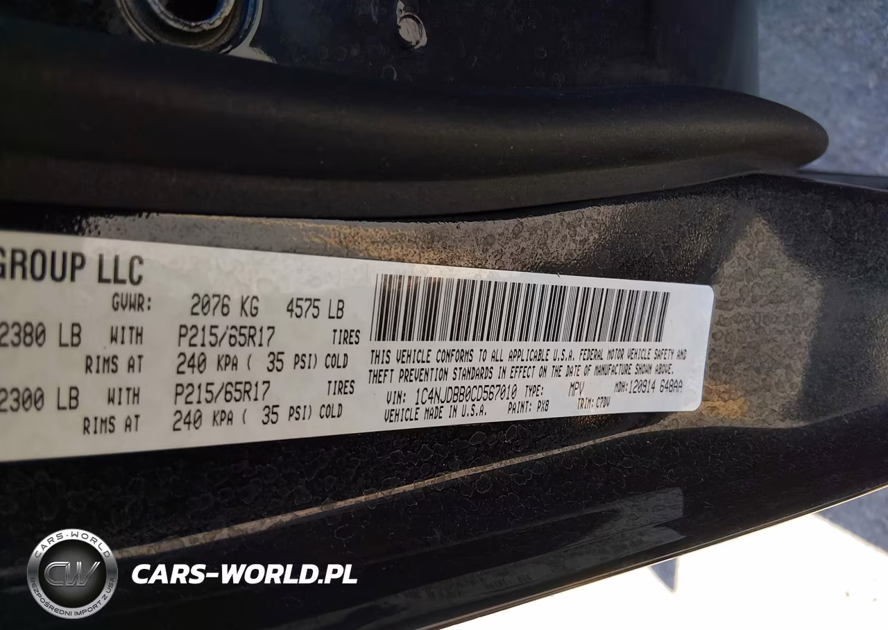 2012 Jeep Compass Sport VIN:1C4NJDBB0CD567010 - 9