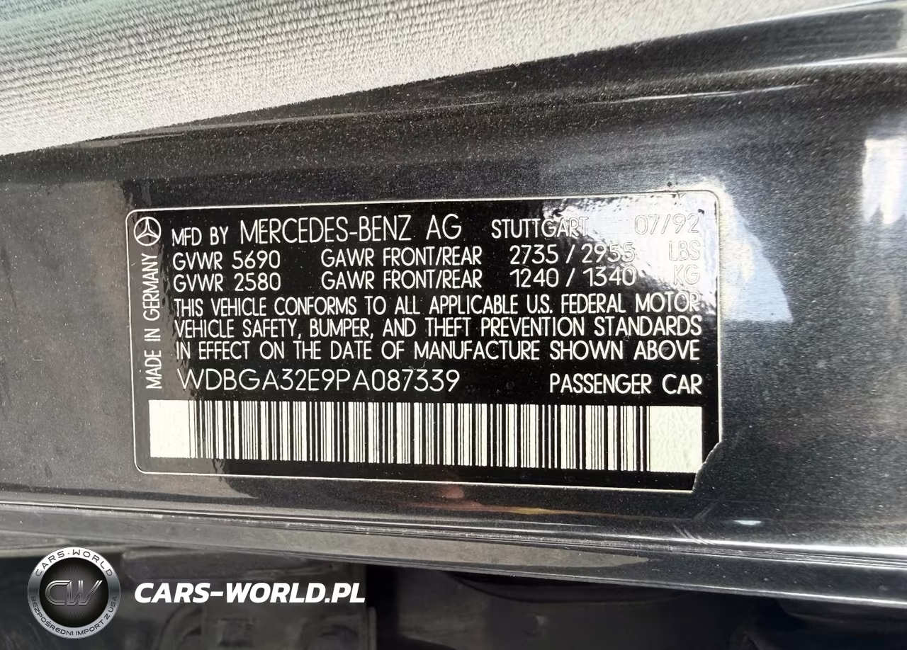 1993 Mercedes-Benz 300 Se VIN:WDBGA32E9PA087339 - 9