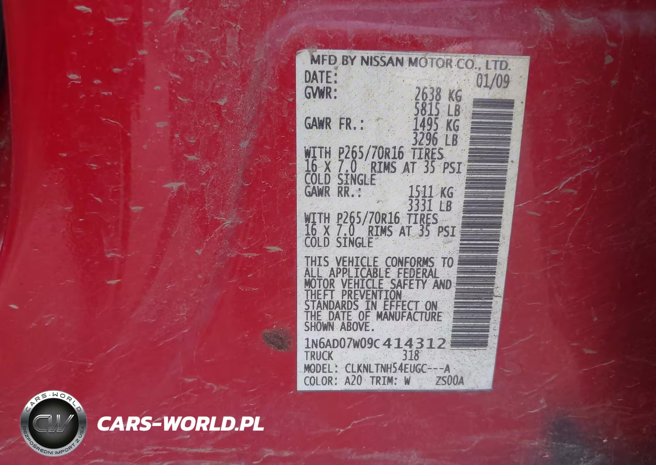 2009 Nissan Frontier Se VIN:1N6AD07W09C414312 - 9