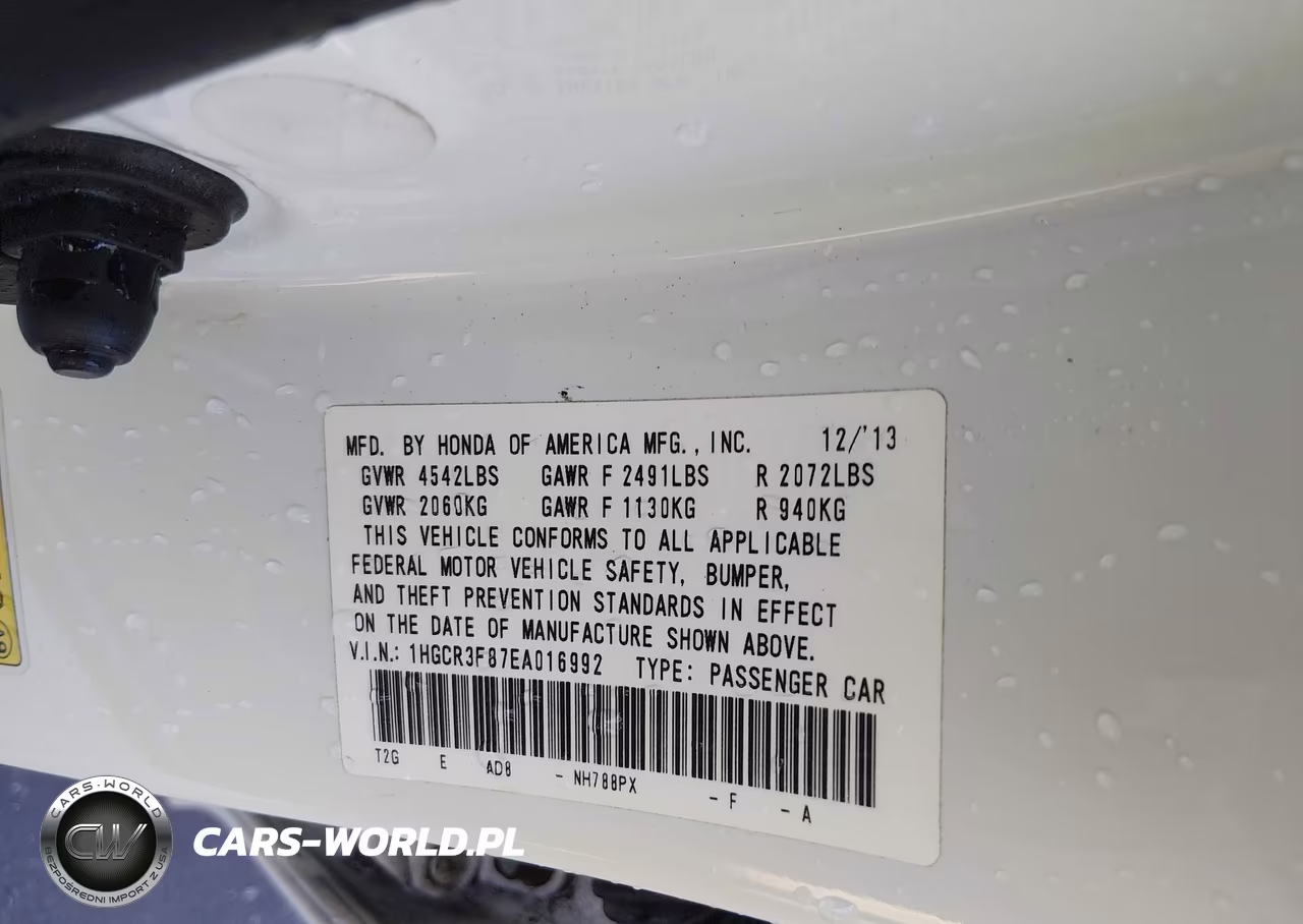 2014 Honda Accord Ex-L V-6 VIN:1HGCR3F87EA016992 - 9