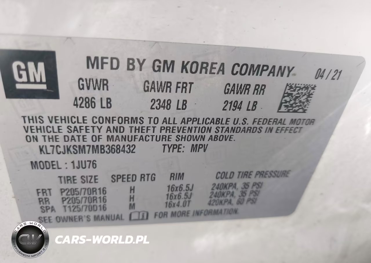 2021 Chevrolet Trax Fwd Ls VIN:KL7CJKSM7MB368432 - 9