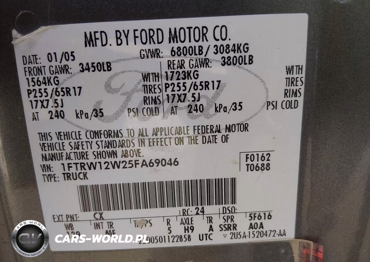 2005 Ford F-150 Xlt VIN:1FTRW12W25FA69046 - 9