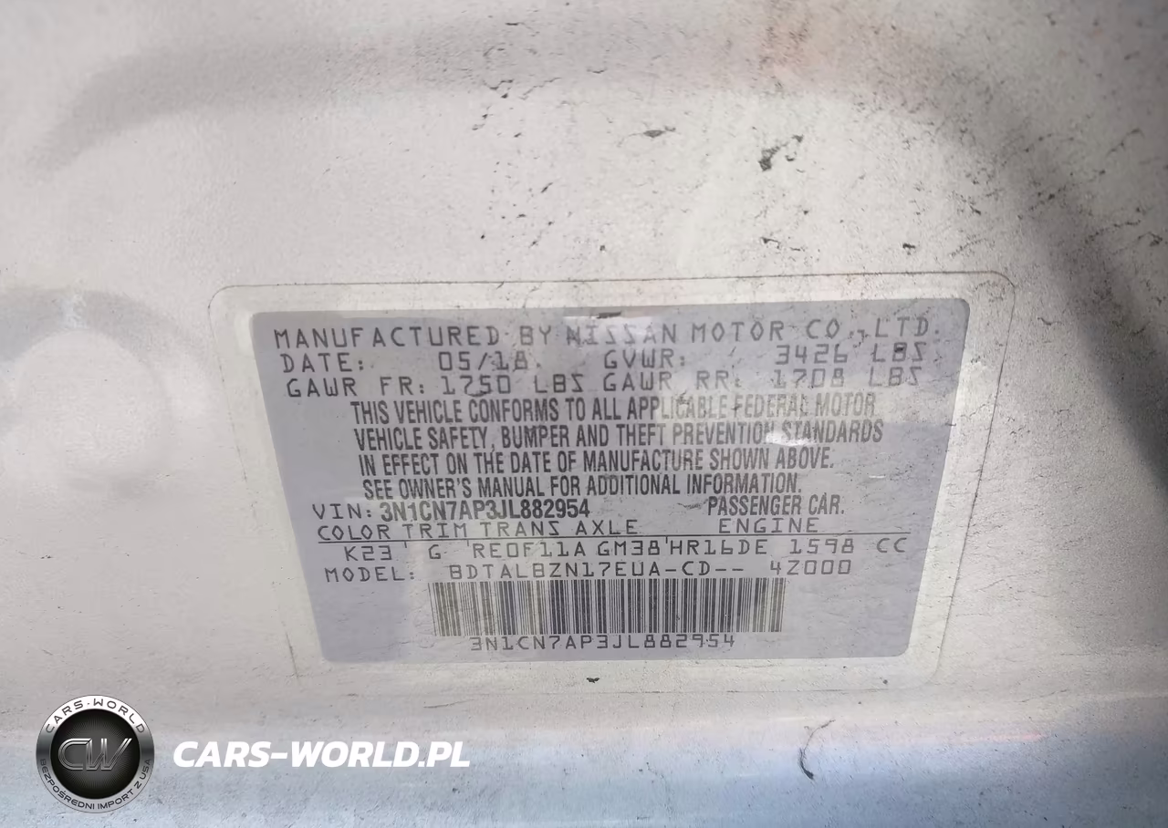 2018 Nissan Versa 1.6 Sv VIN:3N1CN7AP3JL882954 - 9