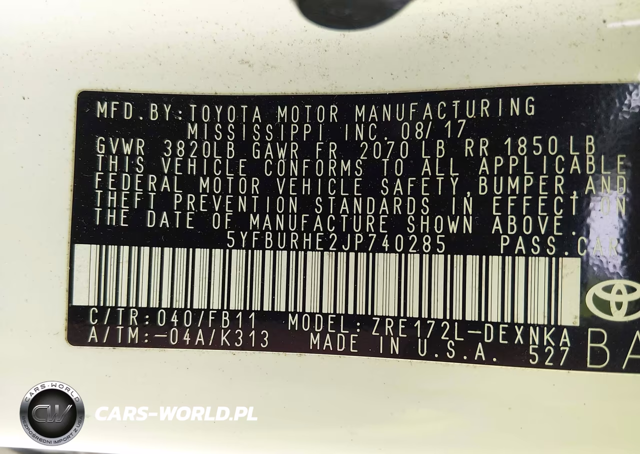 TOYOTA COROLLA VIN:5YFBURHE2JP740285 - 9