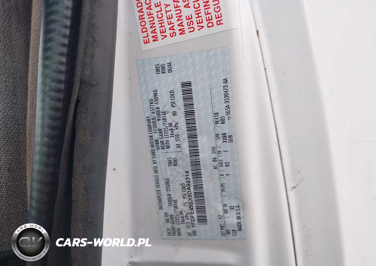 2009 Ford E-450 Cutaway VIN:1FDFE45SX9DA92314 - 9