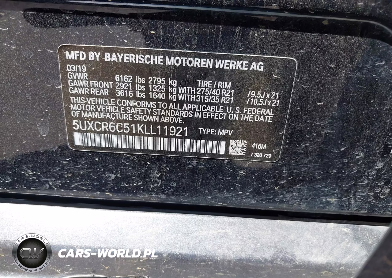 2019 BMW X5 xDrive40I VIN:5UXCR6C51KLL11921 - 9