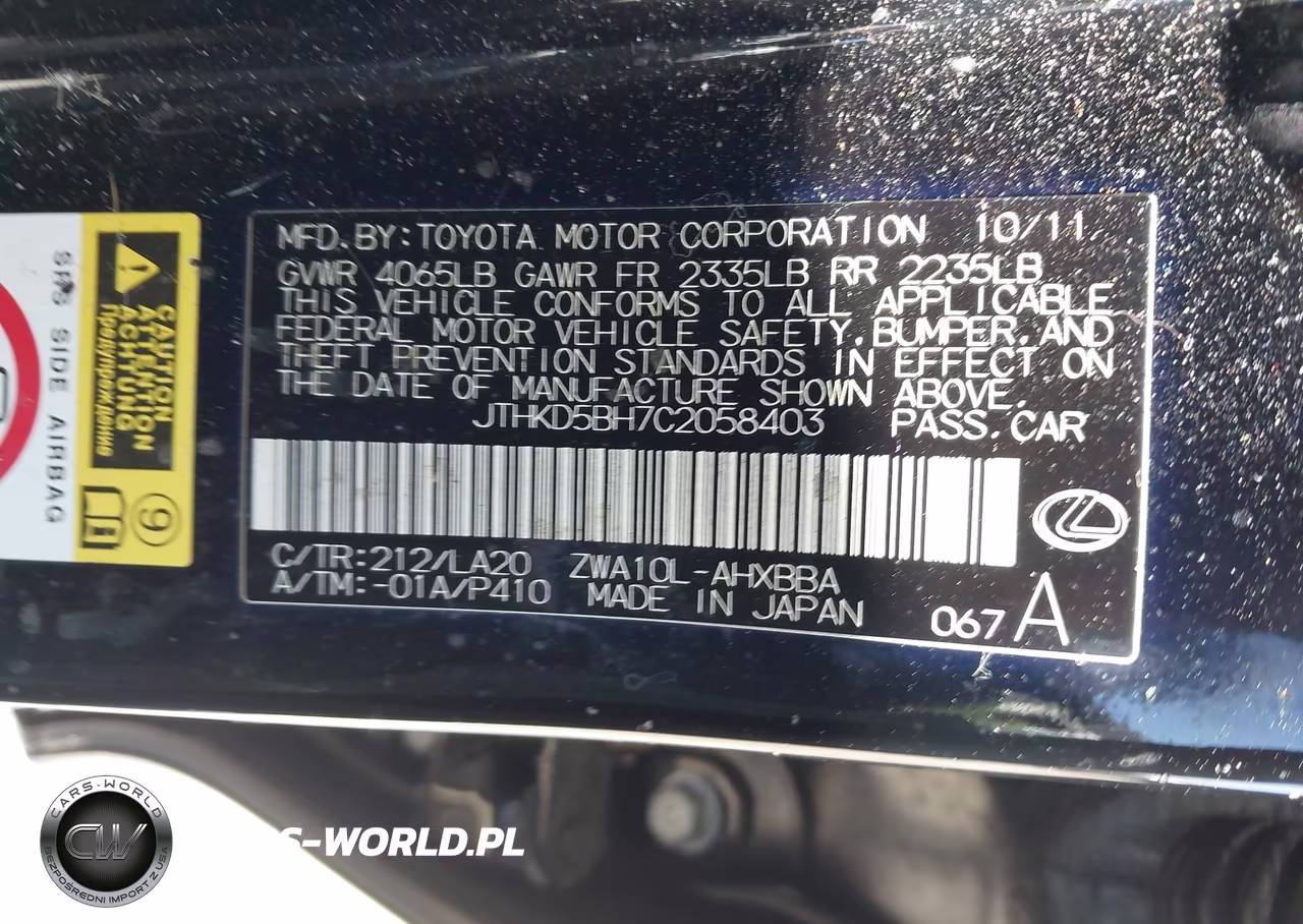 2012 Lexus Ct 200H Premium VIN:JTHKD5BH7C2058403 - 9