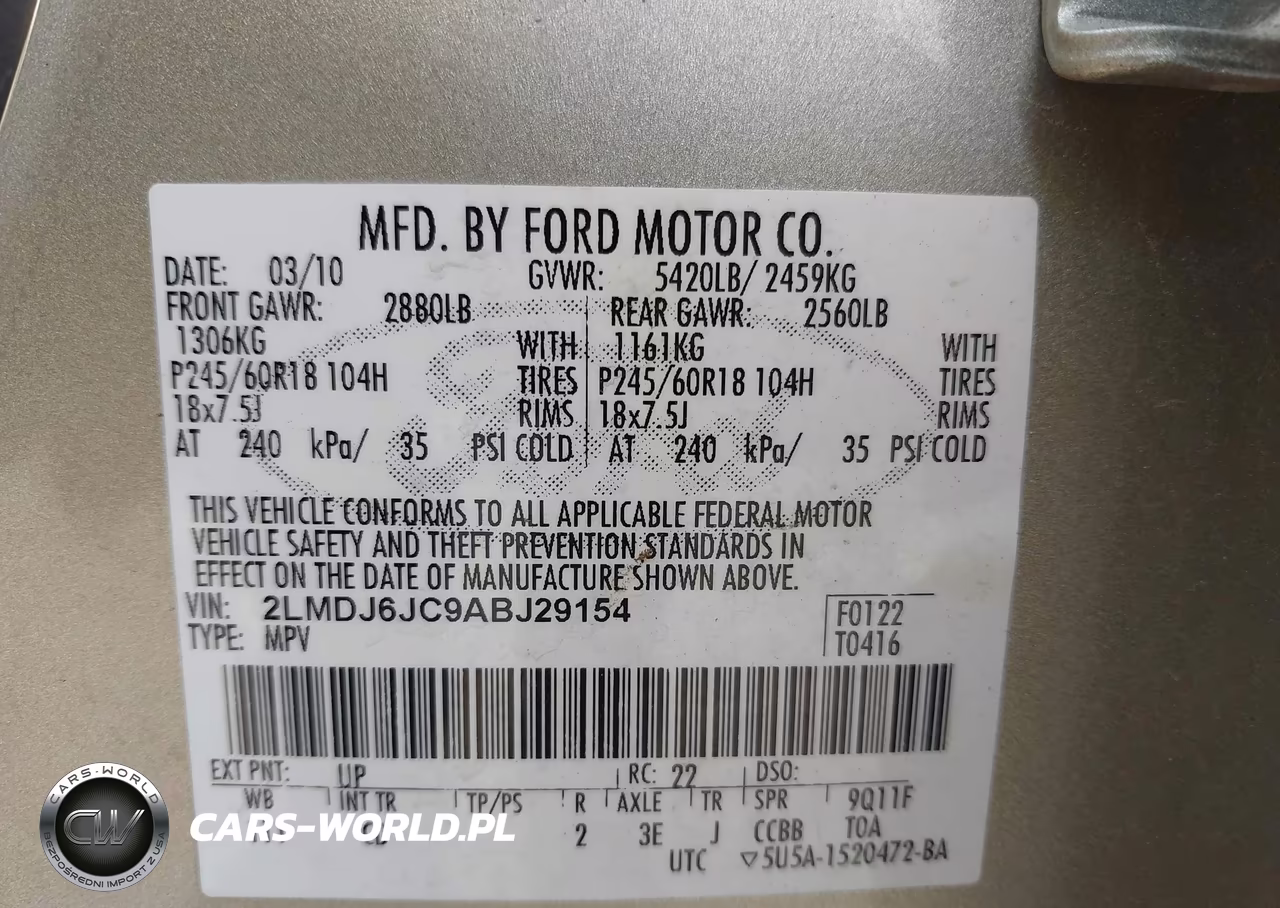 2010 Lincoln Mkx VIN:2LMDJ6JC9ABJ29154 - 9