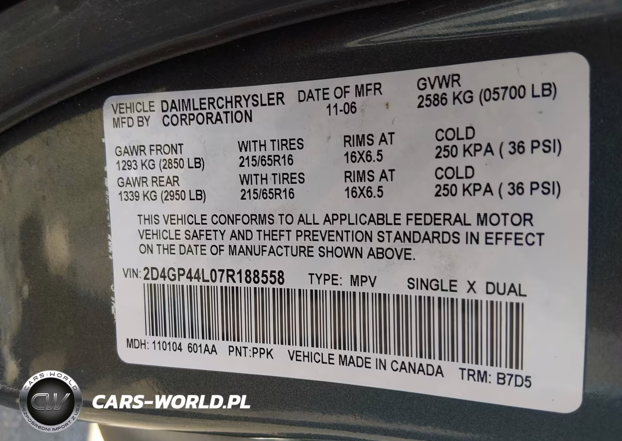 2007 Dodge Grand Caravan Sxt VIN:2D4GP44L07R188558 - 9
