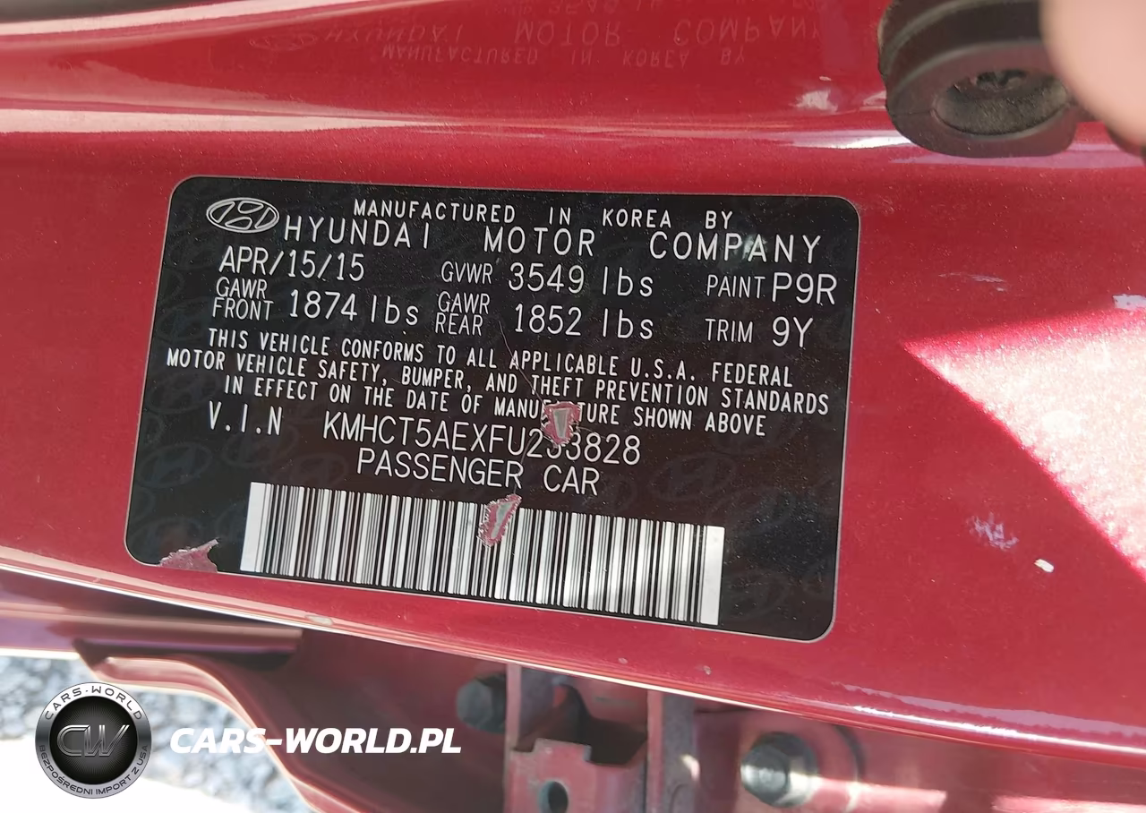 2015 Hyundai Accent Gs VIN:KMHCT5AEXFU233828 - 9