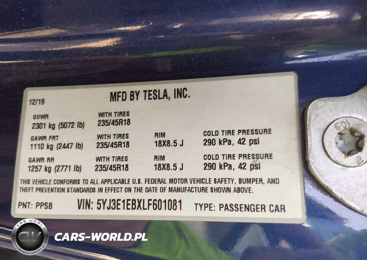 2020 Tesla Model 3 Long Range Dual Motor All-Wheel Drive VIN:5YJ3E1EBXLF601081 - 9