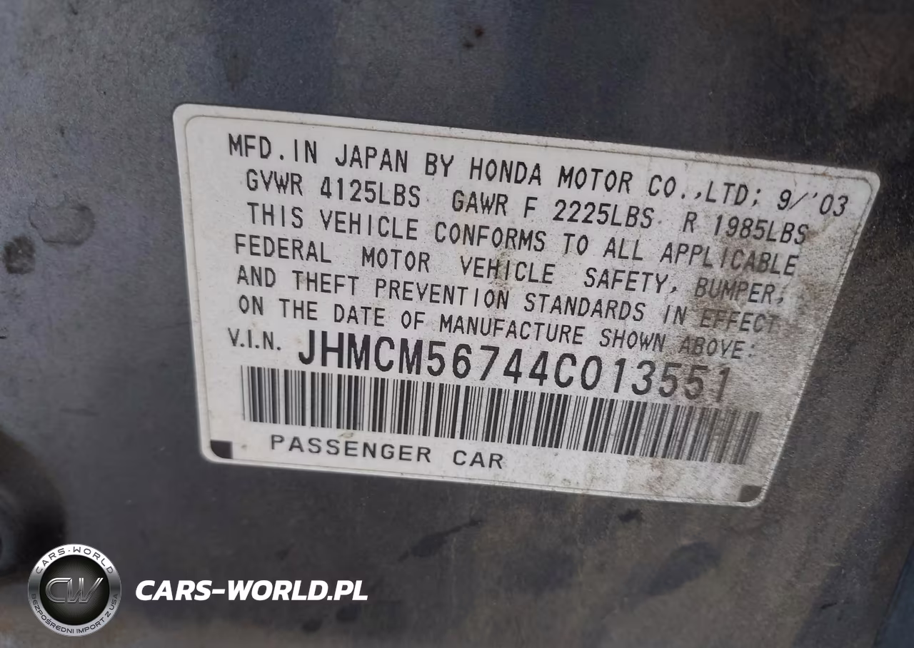 2004 Honda Accord 2.4 Ex VIN:JHMCM56744C013551 - 9