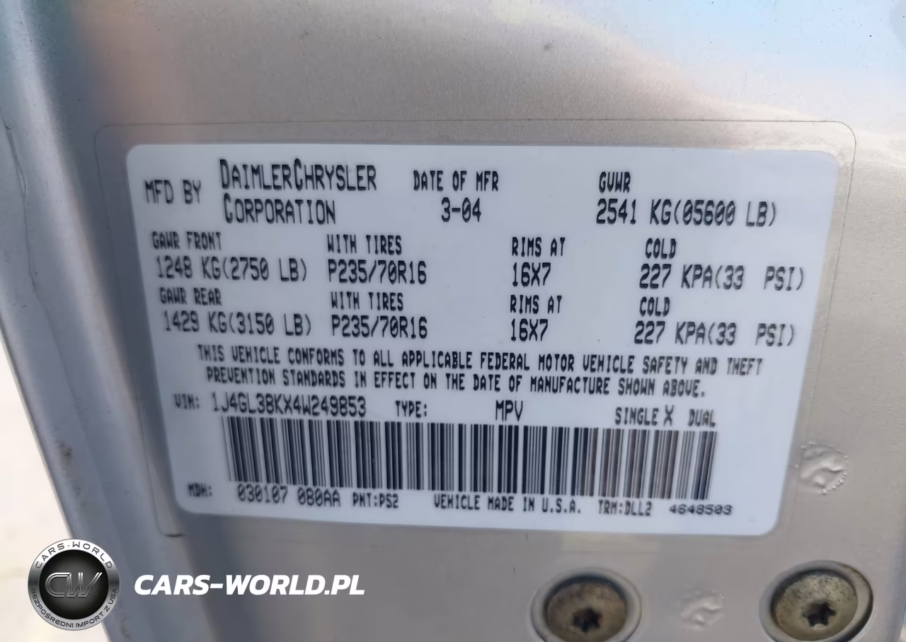 2004 Jeep Liberty Renegade VIN:1J4GL38KX4W249853 - 9