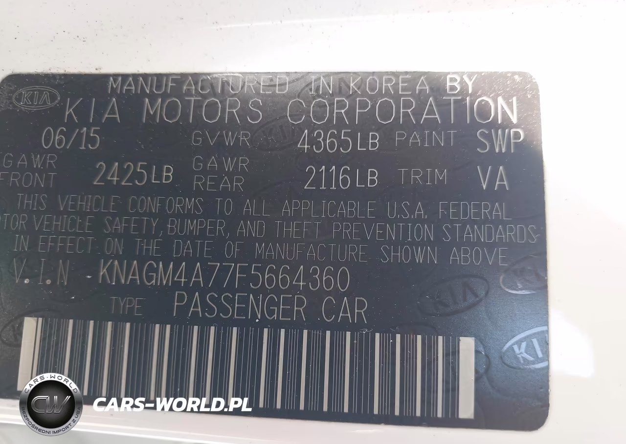 2015 Kia Optima Lx VIN:KNAGM4A77F5664360 - 9