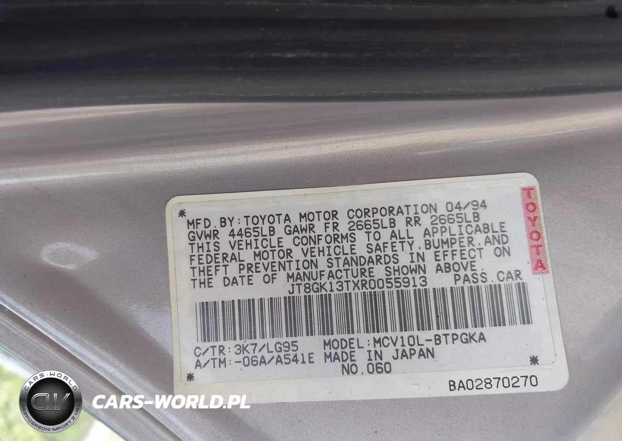 1994 Lexus Es 300 VIN:JT8GK13TXR0055913 - 9