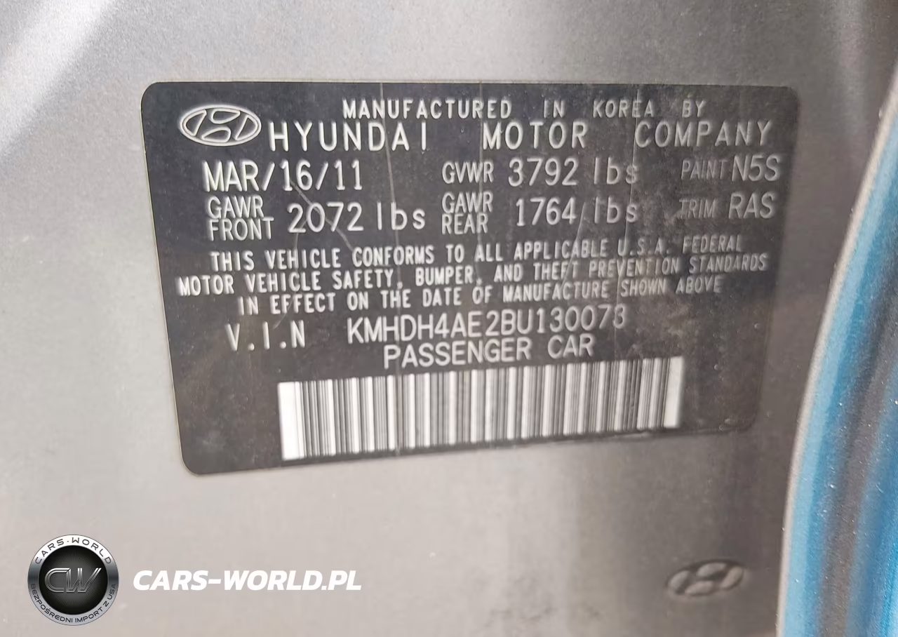 2011 Hyundai Elantra Limited (Ulsan Plant) VIN:KMHDH4AE2BU130073 - 9