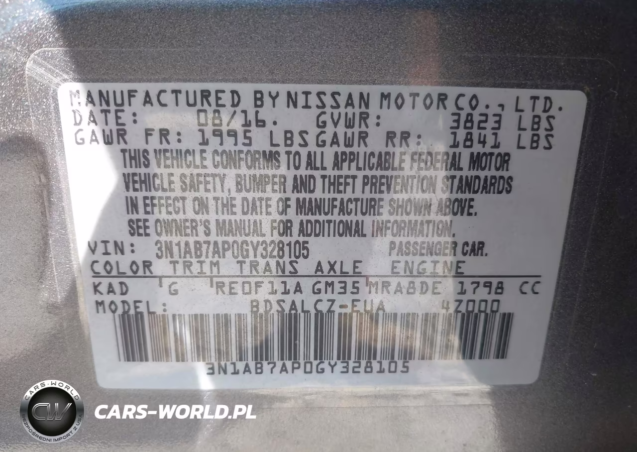 2016 Nissan Sentra Fe+ S VIN:3N1AB7AP0GY328105 - 9