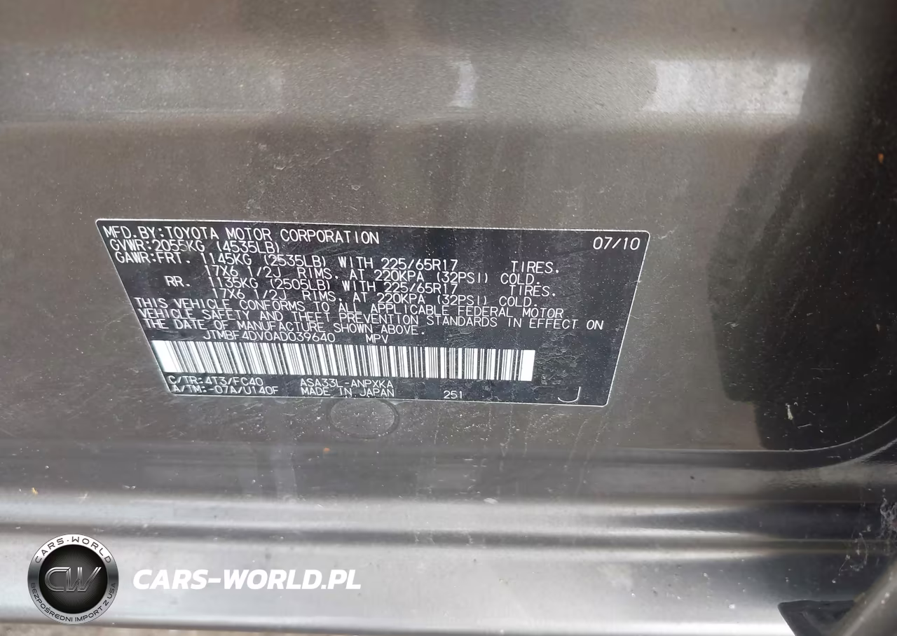 2010 Toyota Rav4 VIN:JTMBF4DV0AD039640 - 9