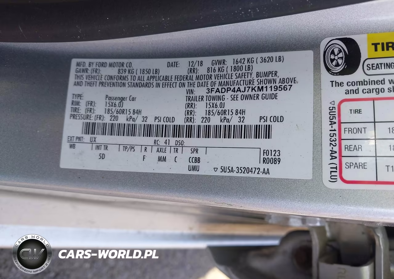 2019 Ford Fiesta S VIN:3FADP4AJ7KM119567 - 9