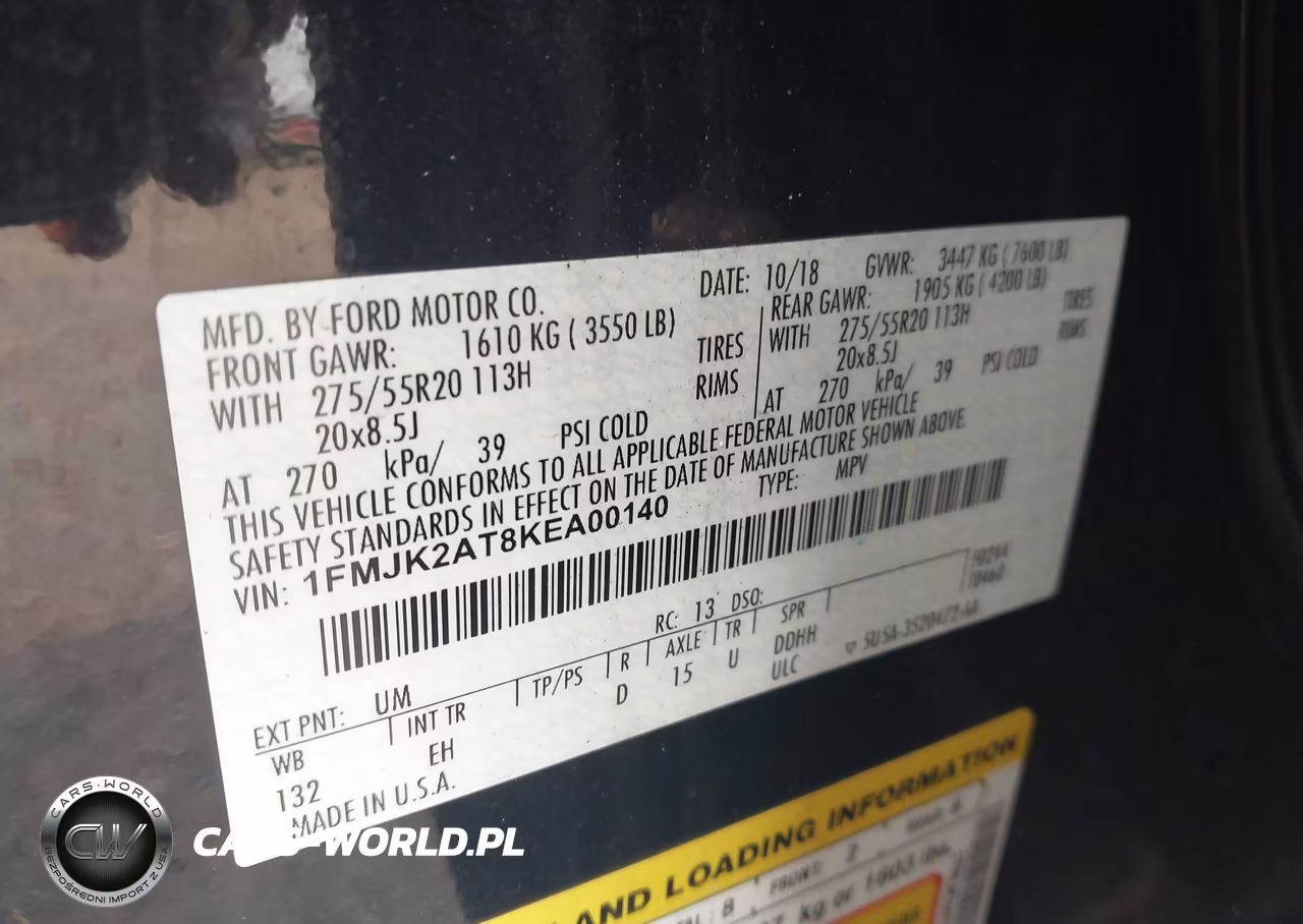 2019 Ford Expedition Max Limited VIN:1FMJK2AT8KEA00140 - 9