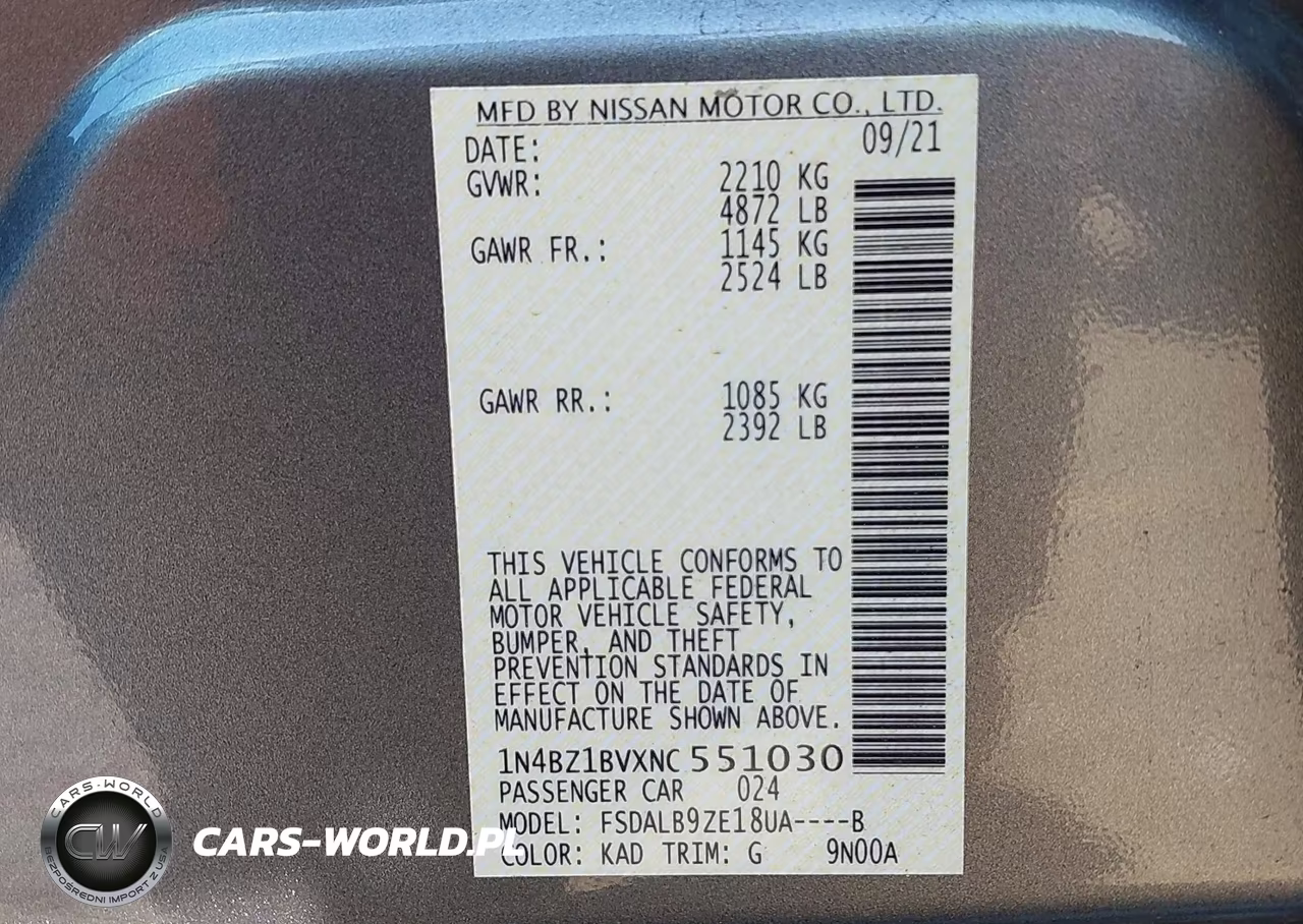 2022 Nissan Leaf S Plus 62 Kwh VIN:1N4BZ1BVXNC551030 - 9