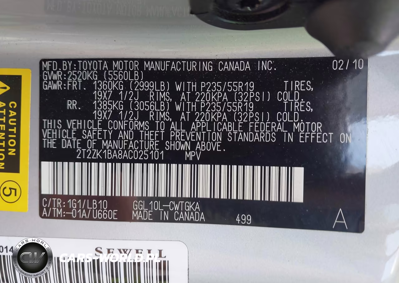 2010 Lexus Rx 350 VIN:2T2ZK1BA8AC025101 - 9