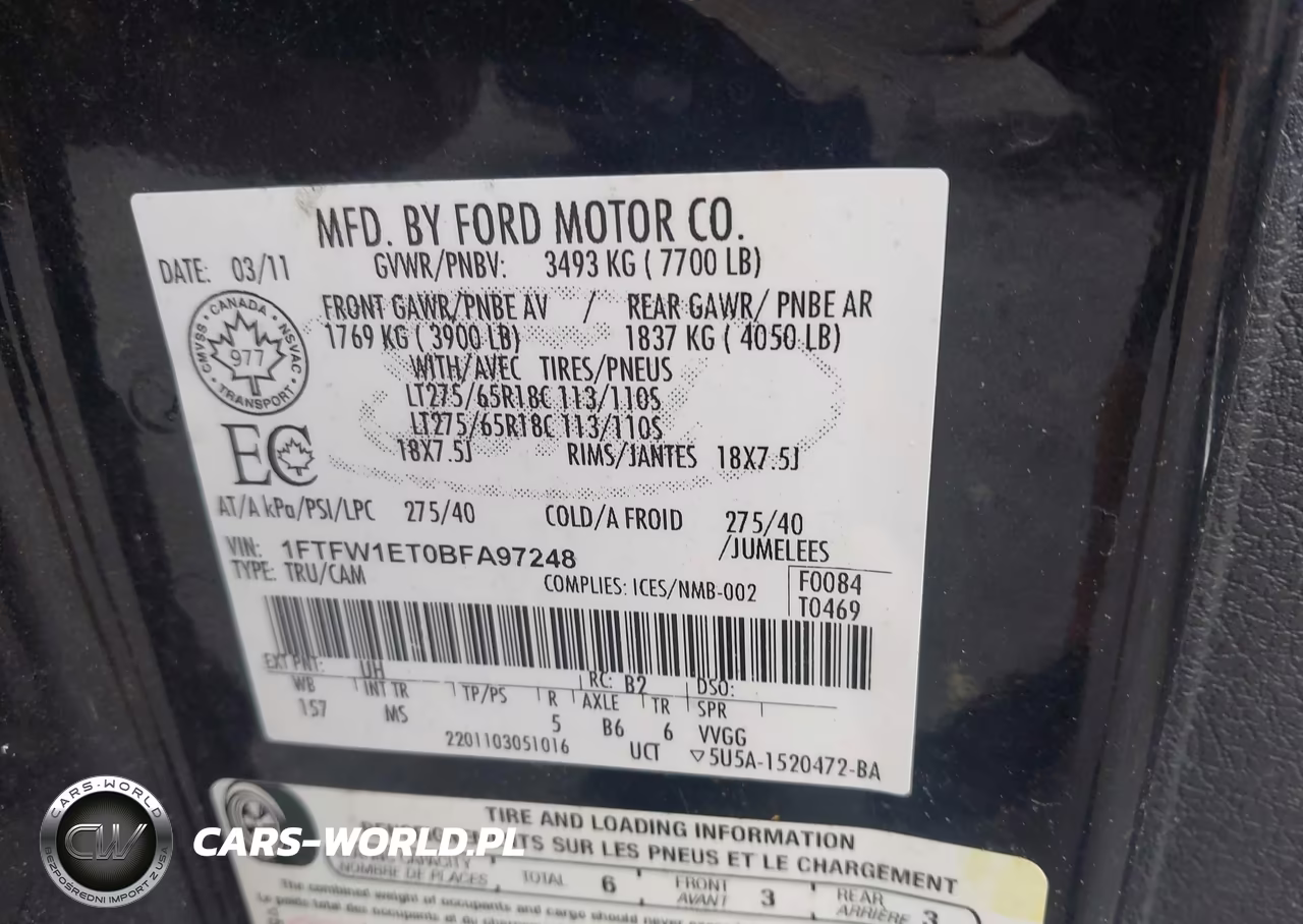 2011 Ford F-150 Xlt VIN:1FTFW1ET0BFA97248 - 9