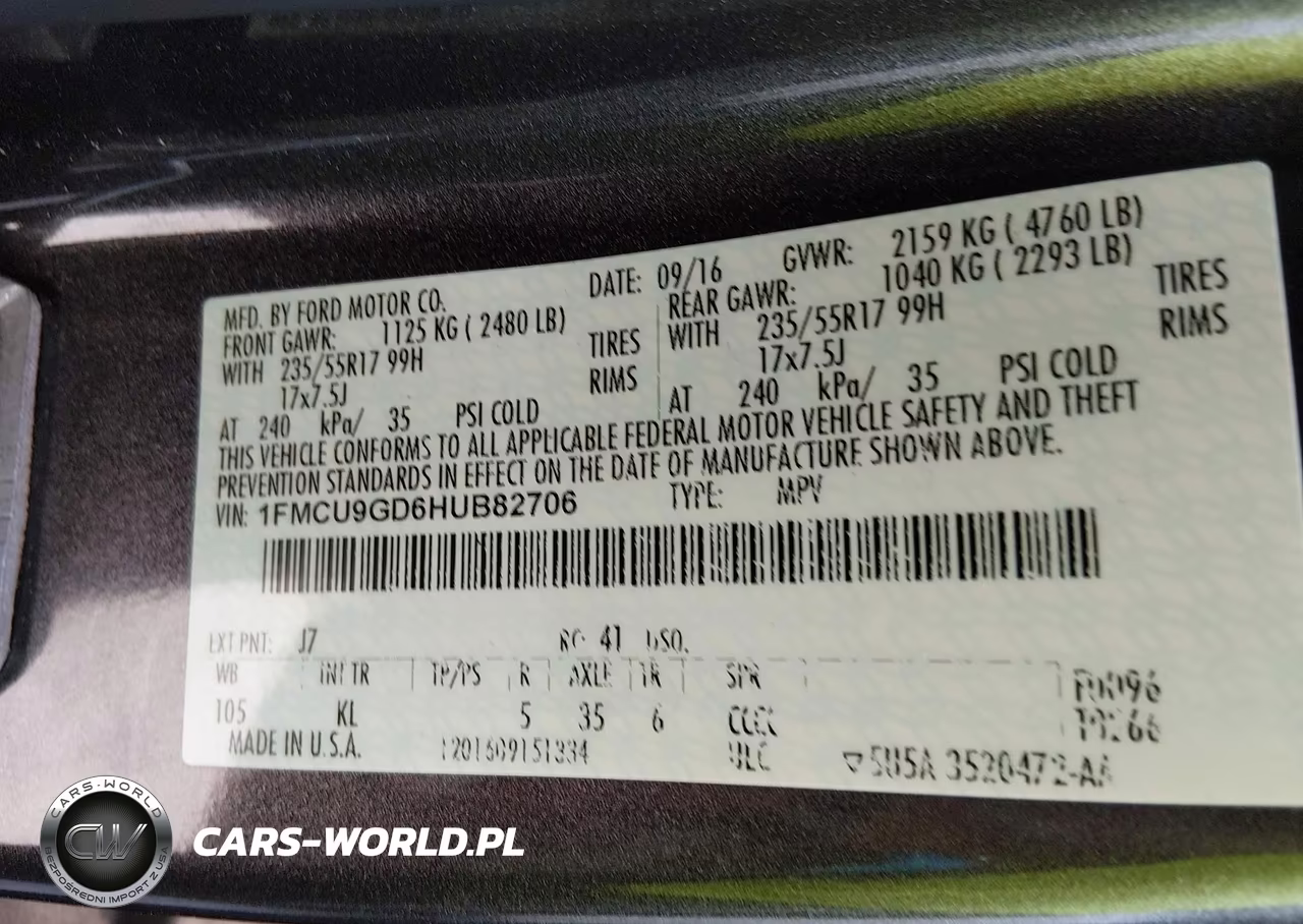 2017 Ford Escape Se VIN:1FMCU9GD6HUB82706 - 9