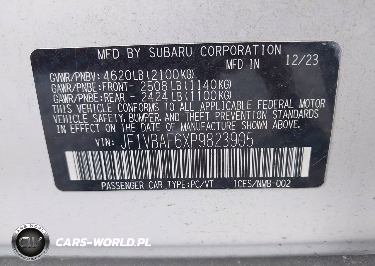 2023 Subaru Wrx Premium VIN:JF1VBAF6XP9823905 - 9