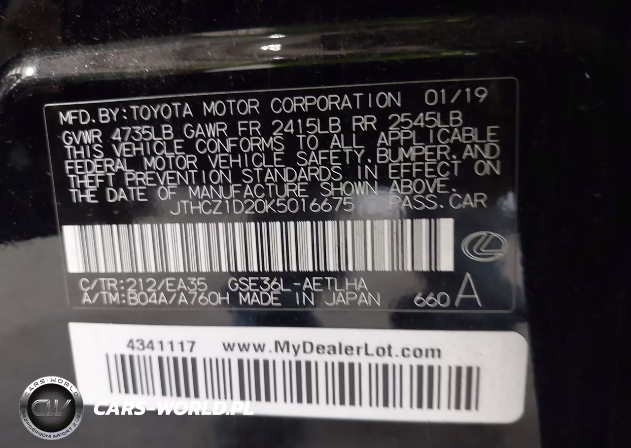 2019 Lexus Is 350 VIN:JTHCZ1D20K5016675 - 9