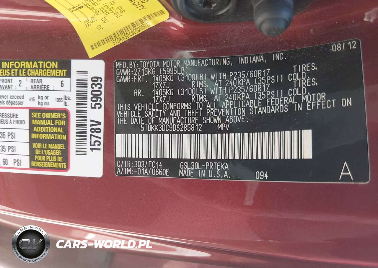 2013 Toyota Sienna Le V6 8 Passenger VIN:5TDKK3DC9DS285812 - 9