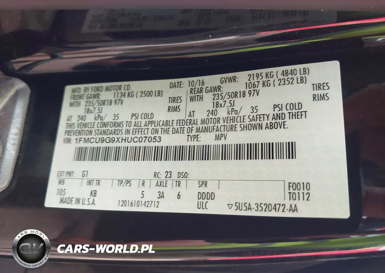 2017 Ford Escape Se VIN:1FMCU9G9XHUC07053 - 9