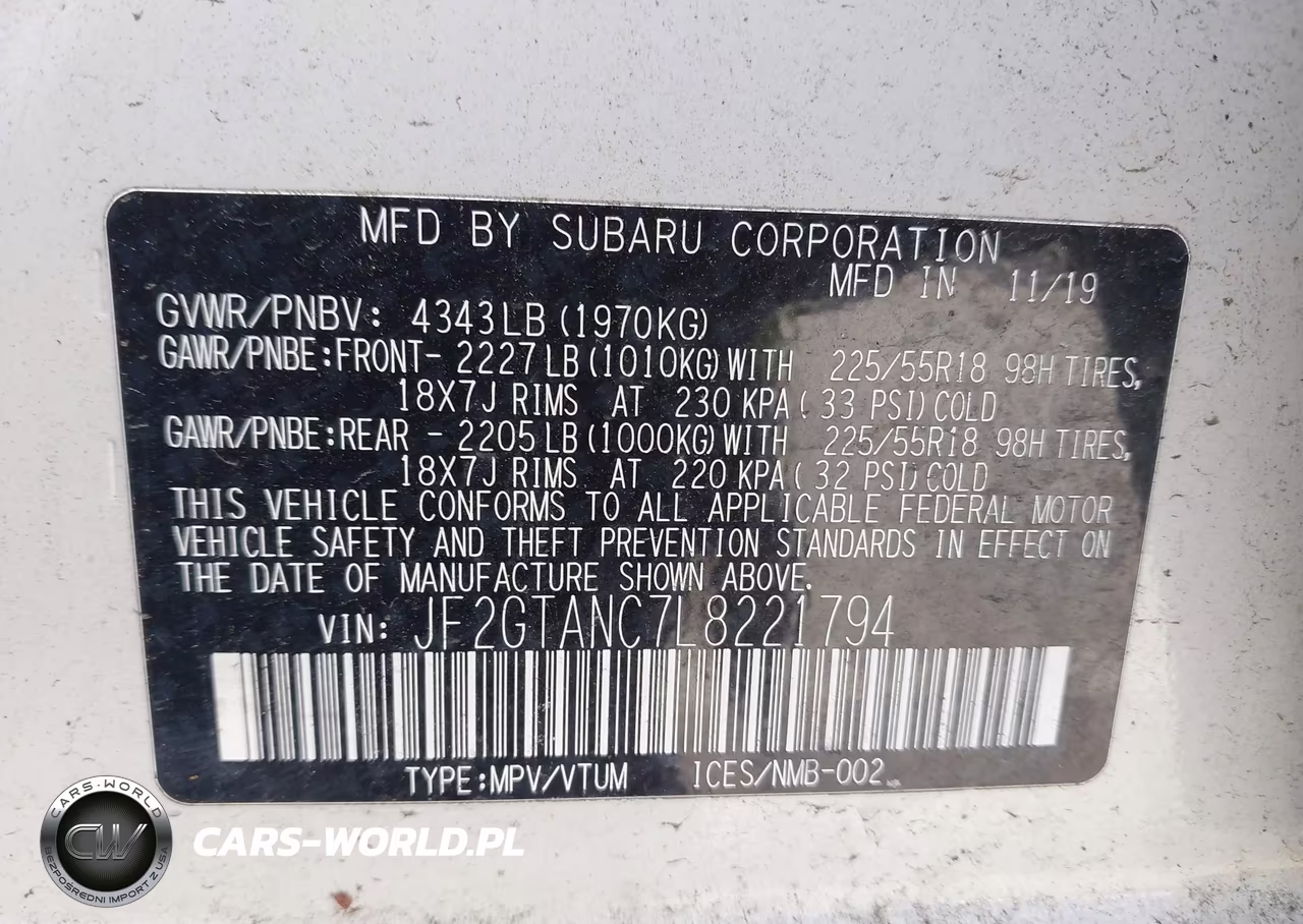 2020 Subaru Crosstrek Limited VIN:JF2GTANC7L8221794 - 9