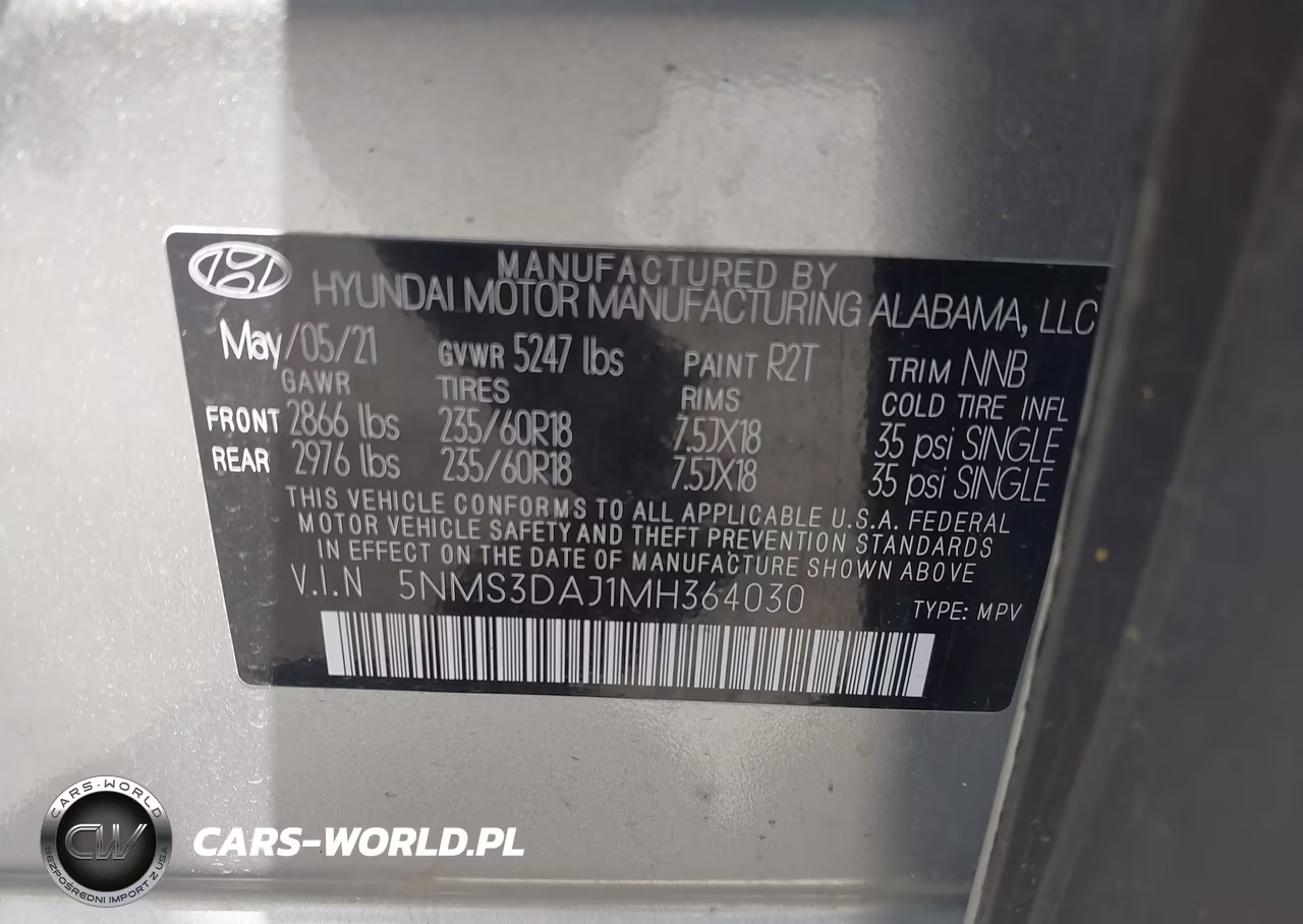 2021 Hyundai Santa Fe Sel VIN:5NMS3DAJ1MH364030 - 9
