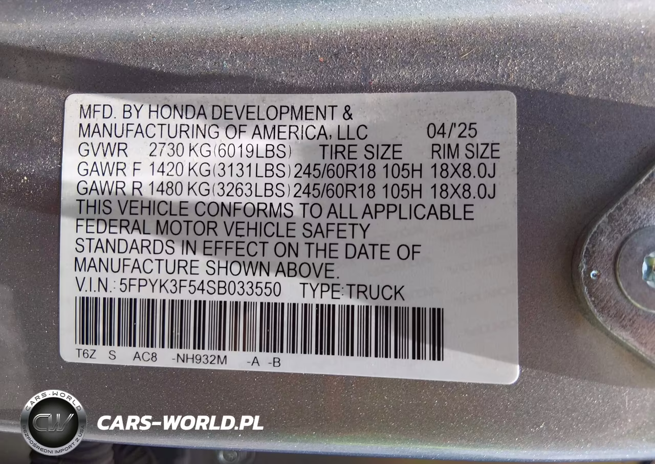 2025 Honda Ridgeline Rtl VIN:5FPYK3F54SB033550 - 9
