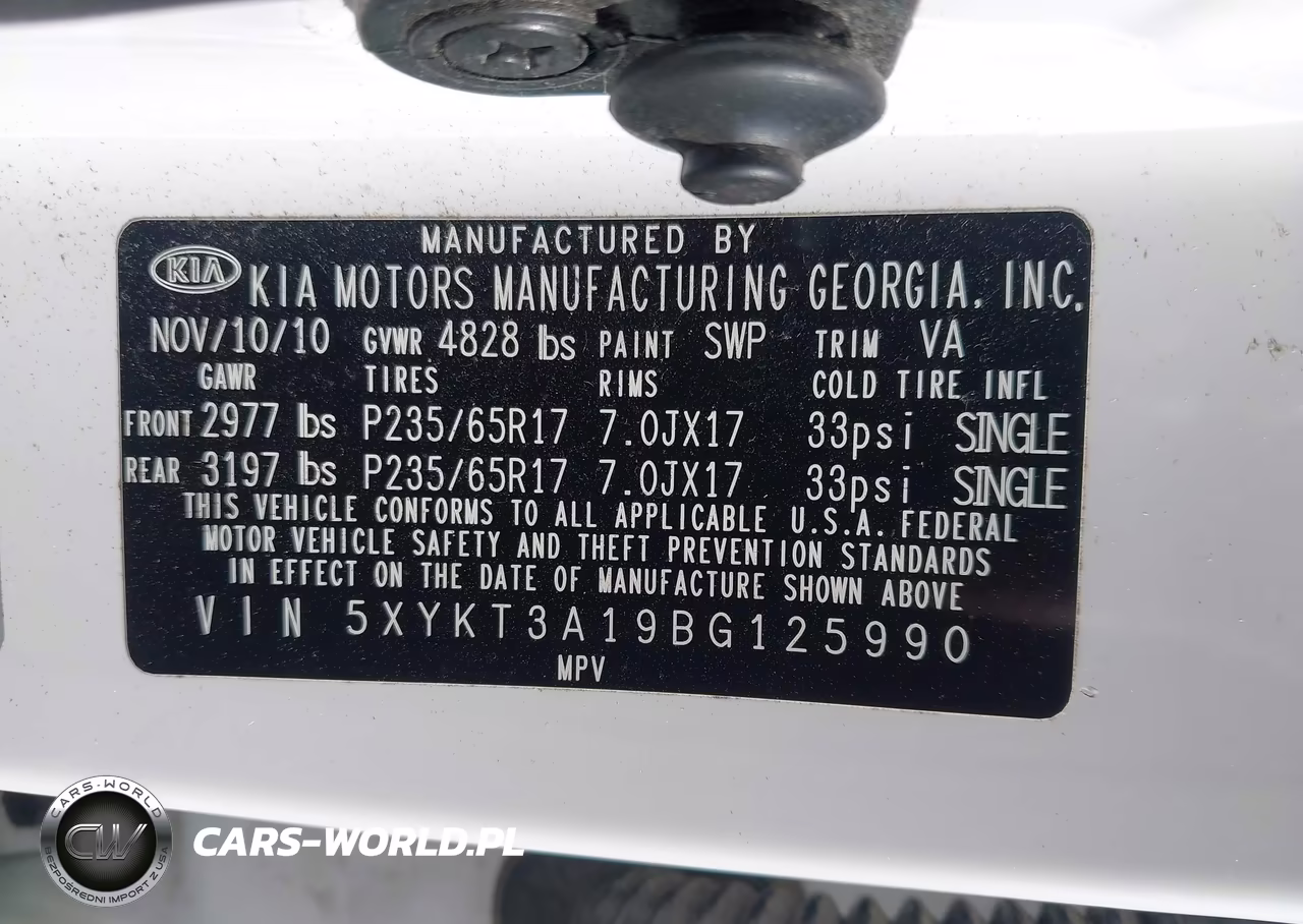 2011 Kia Sorento Lx VIN:5XYKT3A19BG125990 - 9
