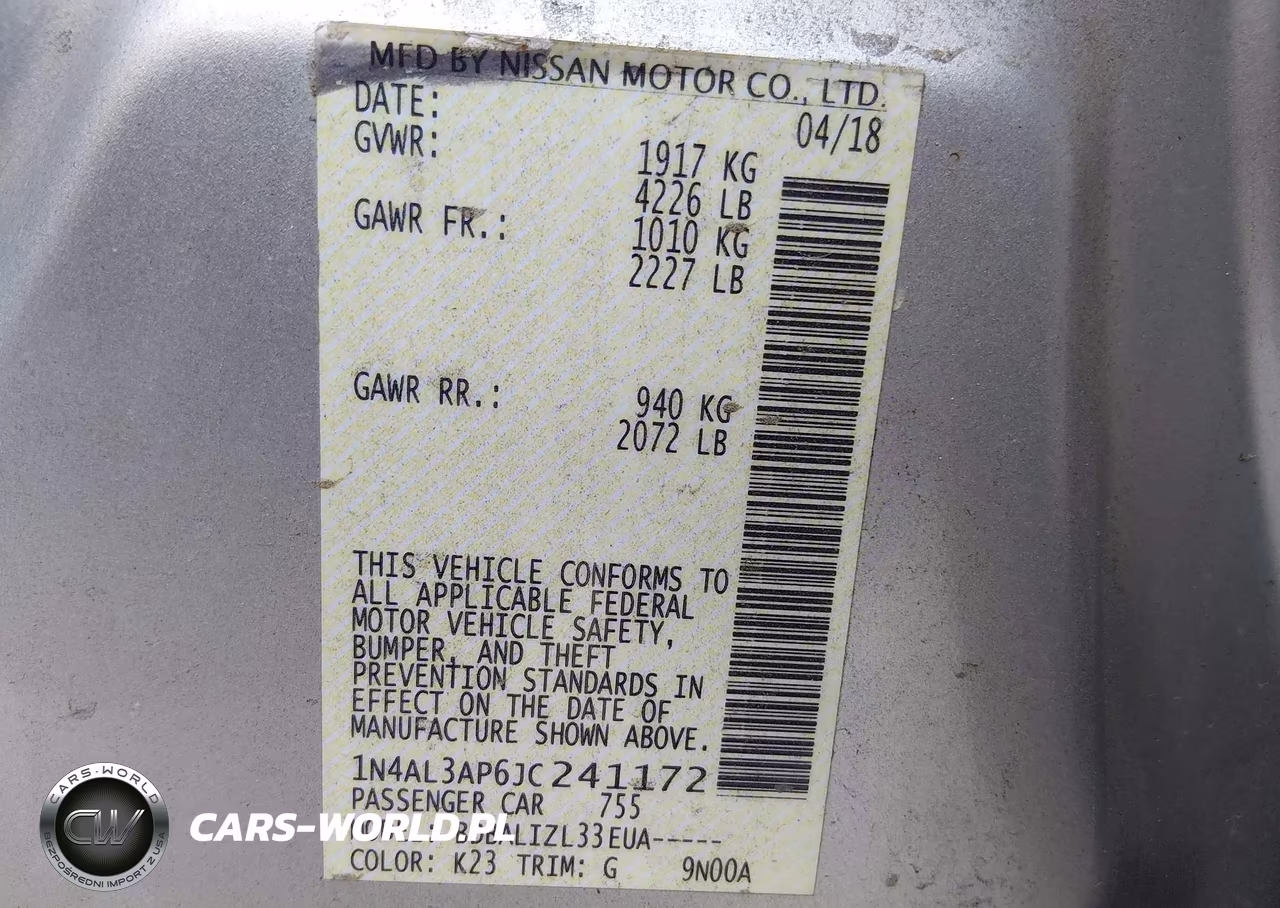 2018 Nissan Altima 2.5 Sv VIN:1N4AL3AP6JC241172 - 9