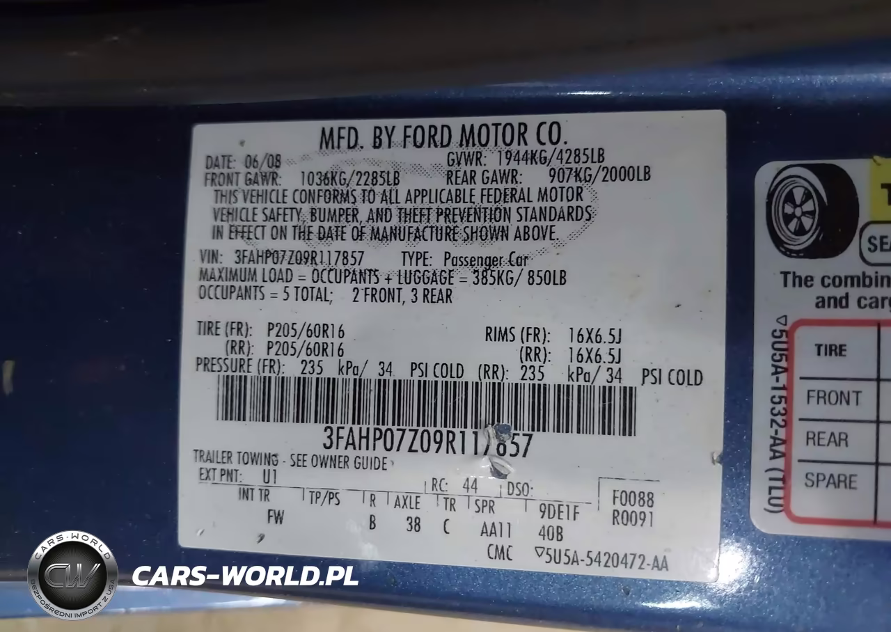 2009 Ford Fusion Se VIN:3FAHP07Z09R117857 - 9
