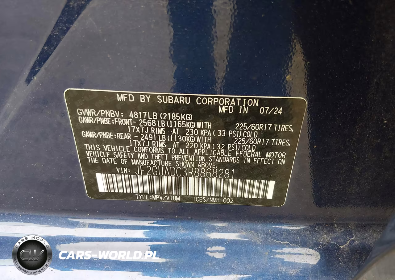 2024 Subaru Crosstrek Premium VIN:JF2GUADC3R8868281 - 9