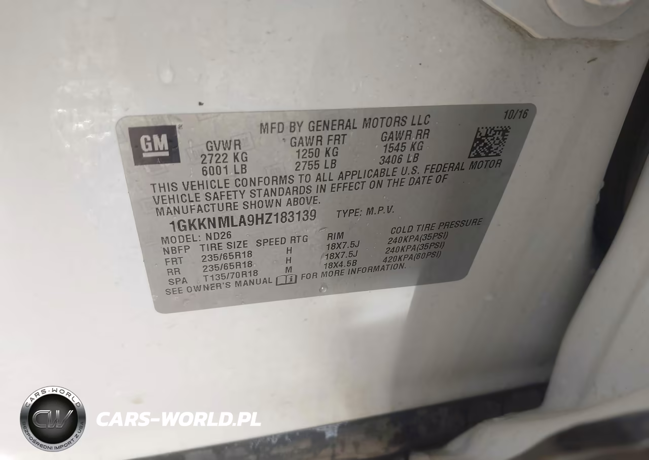 2017 GMC Acadia Slt-1 VIN:1GKKNMLA9HZ183139 - 9