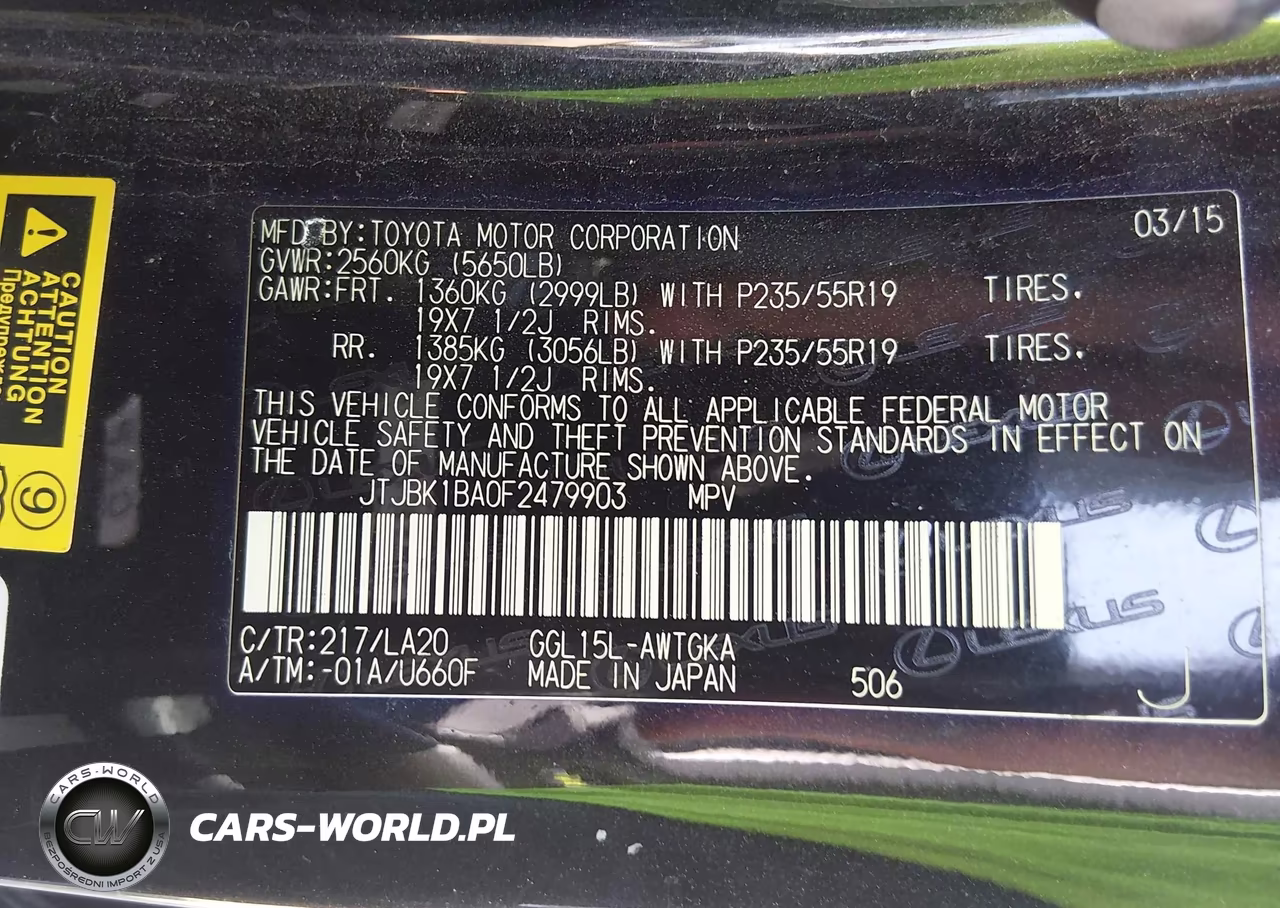 2015 Lexus Rx 350 VIN:JTJBK1BA0F2479903 - 9
