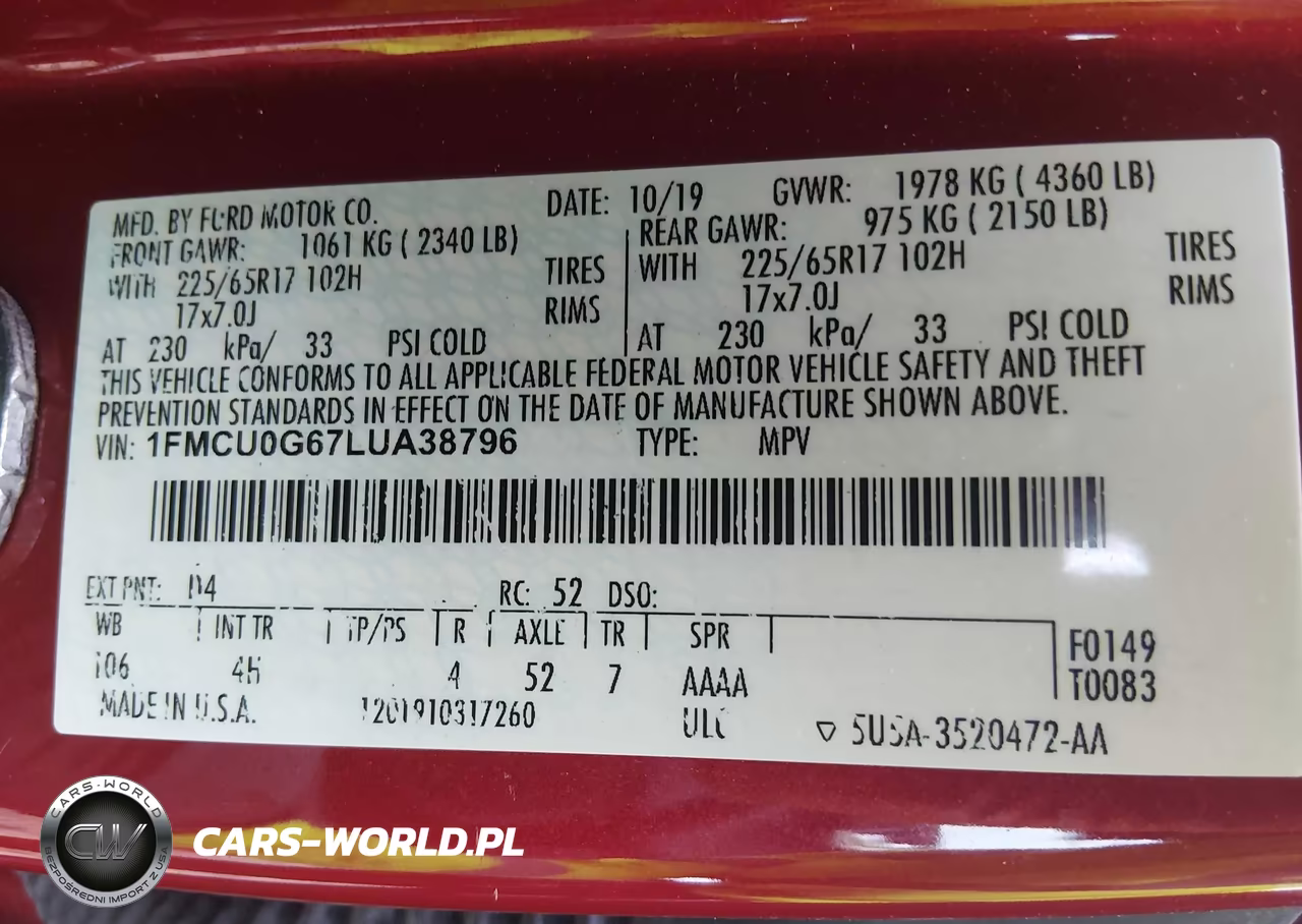 2020 Ford Escape Se VIN:1FMCU0G67LUA38796 - 9