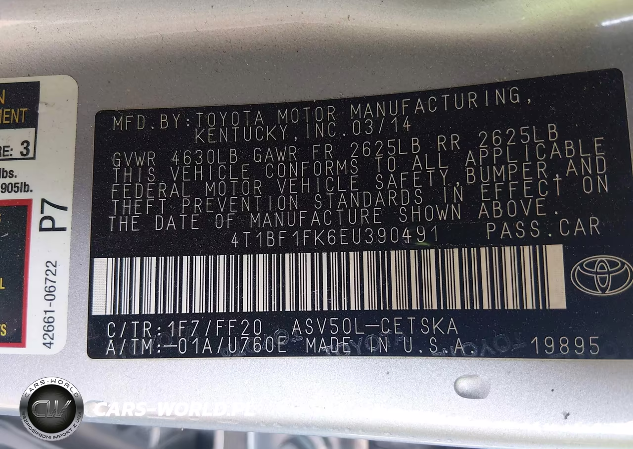 2014 Toyota Camry Se VIN:4T1BF1FK6EU390491 - 9