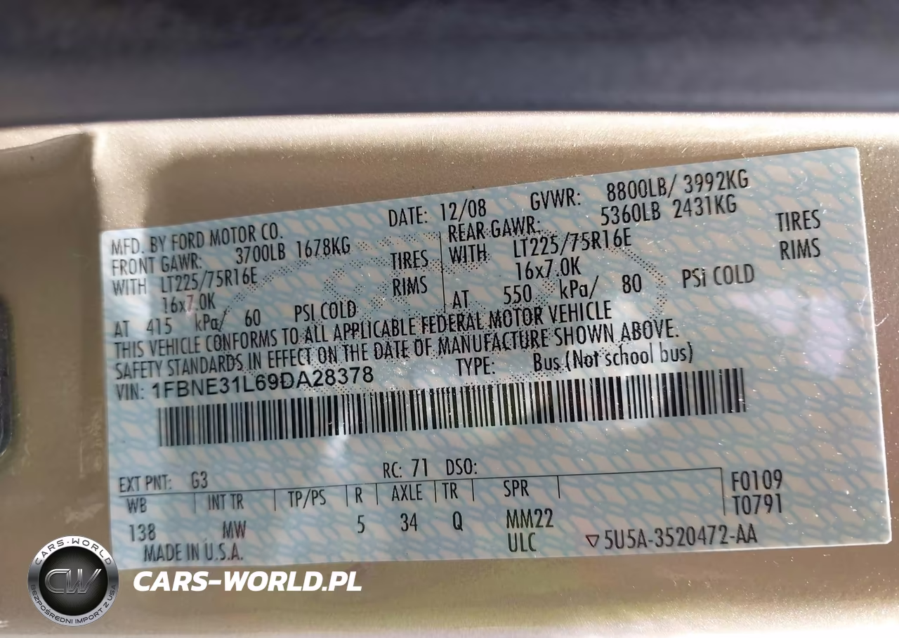 2009 Ford E-350 Super Duty Xl-Xlt VIN:1FBNE31L69DA28378 - 9