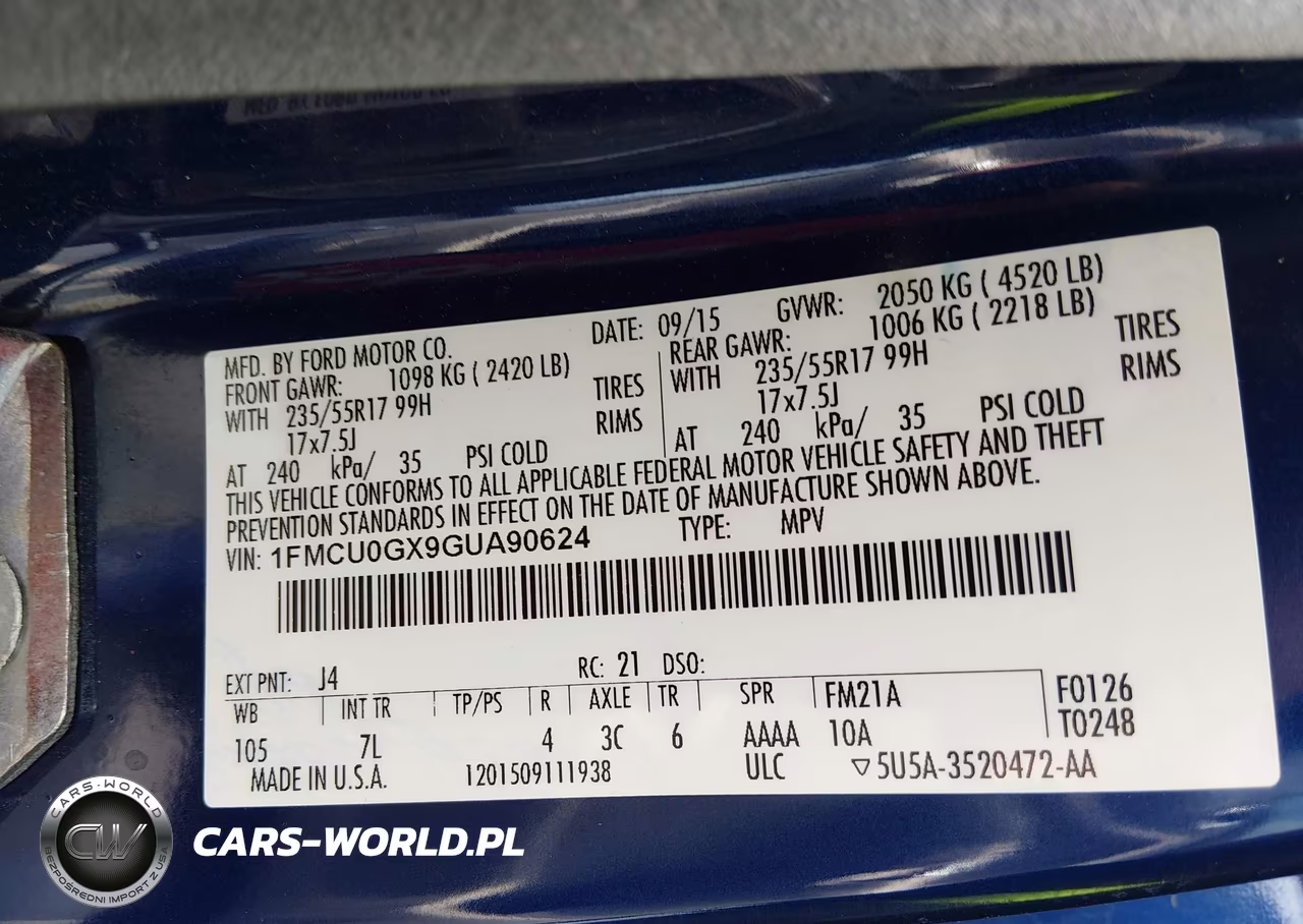 2016 Ford Escape Se VIN:1FMCU0GX9GUA90624 - 9