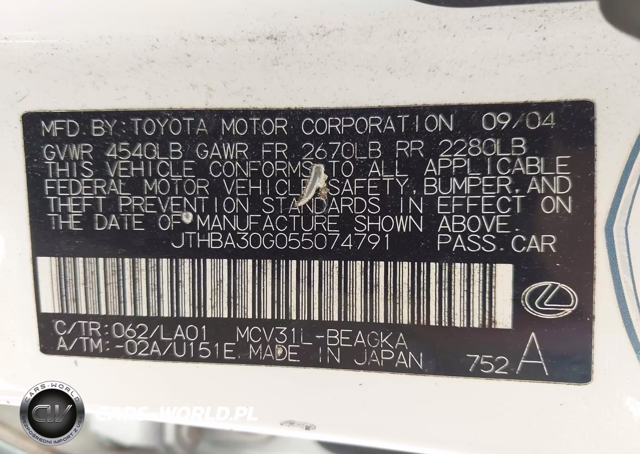 2005 Lexus Es 330 VIN:JTHBA30G055074791 - 9